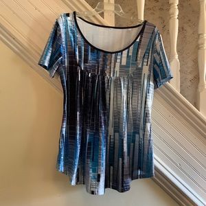 Teal and black womens blouse